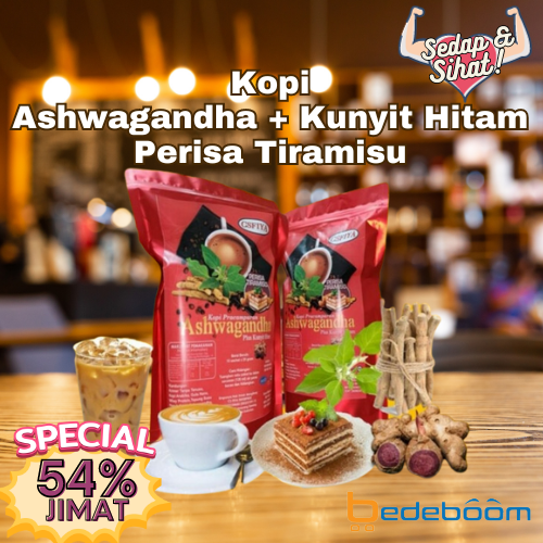 Kopi Ashwagandha + Kunyit Hitam Perisa Tiramisu